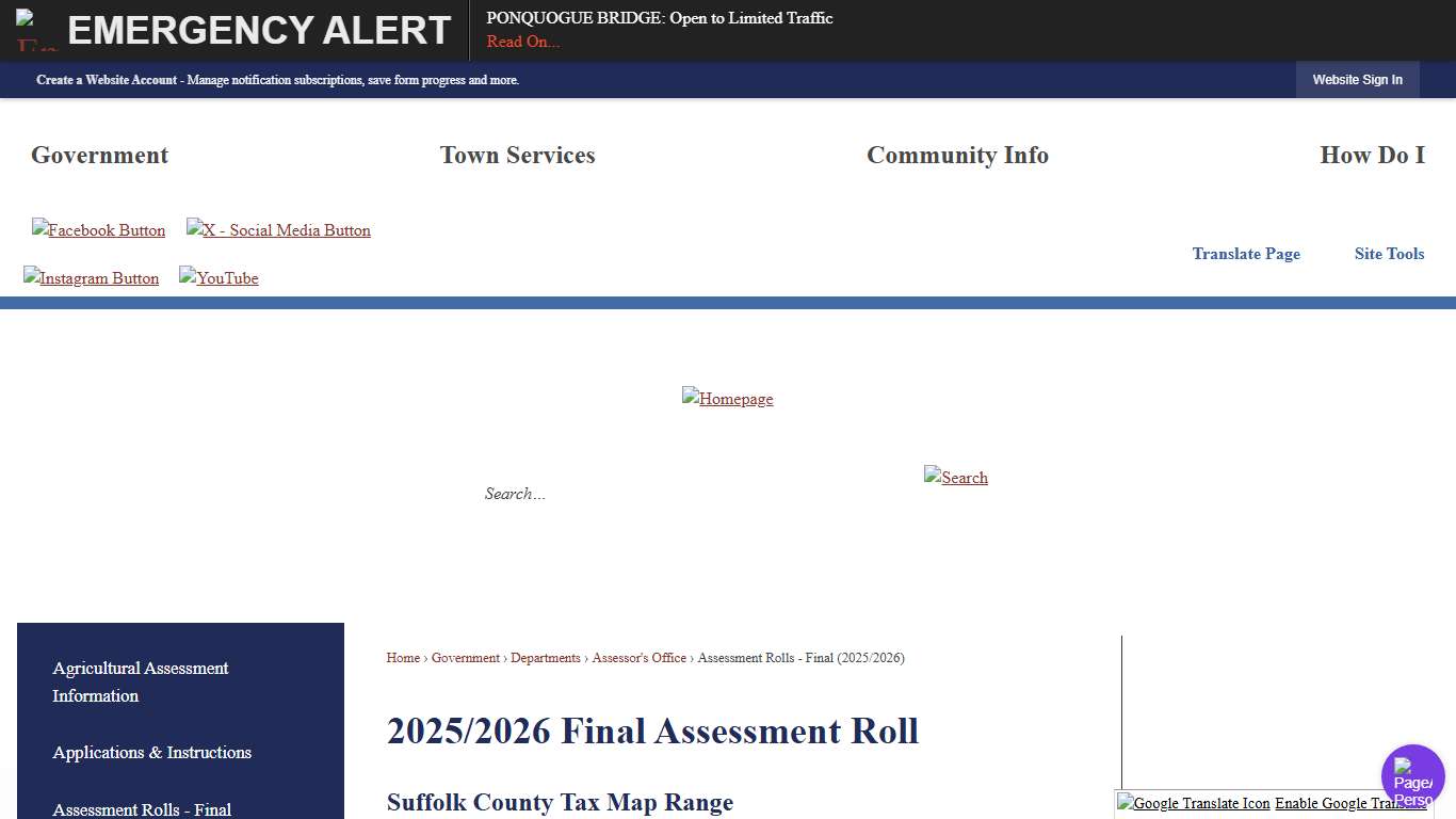 2025/2026 Final Assessment Roll Southampton, NY - Official Website